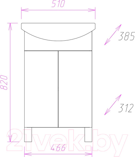 Изображение товара Тумба под умывальник Onika Лига 50.11 (105030)