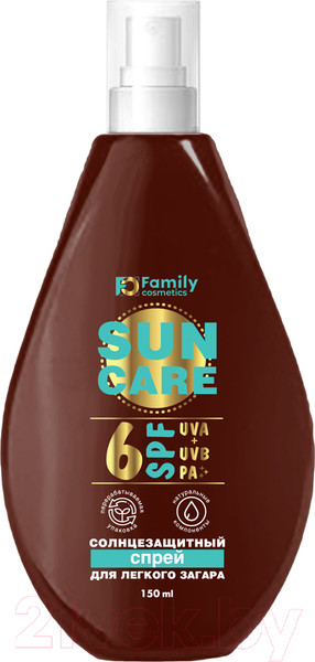 Изображение товара Спрей солнцезащитный Family Cosmetics Для легкого загара SPF 6 (150мл)