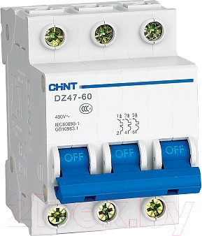 Изображение товара Выключатель автоматический Chint DZ47-60 3P 1A 4.5kA (D) / 187985