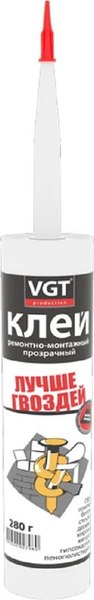 Изображение товара Клей VGT Ремонтно-монтажный (280г, прозрачный)