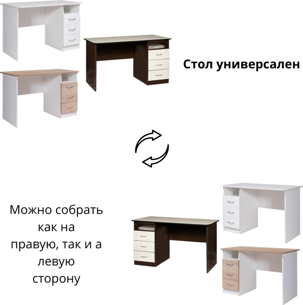 Изображение товара Письменный стол Мебель-Класс Альянс МКД-218 (белый/дуб сонома)