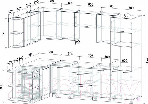 Изображение товара Кухонный гарнитур Интерлиния Мила Лайт 1.88x2.8 левая (вудлайн кремовый/бетон/бискайская сосна)