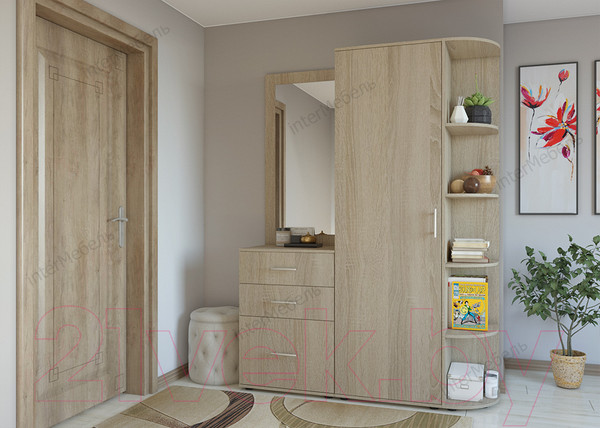 Изображение товара Секция в прихожую Интермебель Визит-3 (дуб сонома)