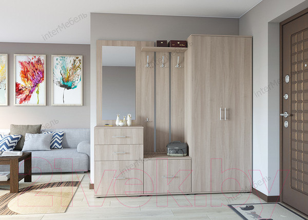 Изображение товара Секция в прихожую Интермебель Визит-4 (дуб сонома)