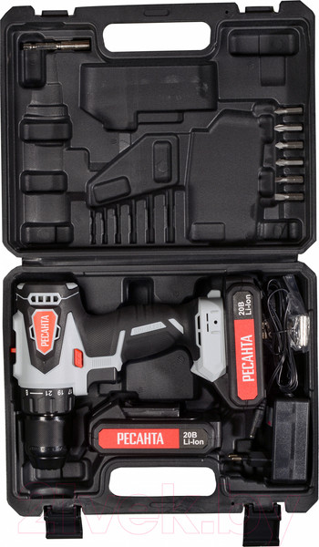 Изображение товара Аккумуляторная дрель-шуруповерт Ресанта ДА-20-2ЛК-Б (75/14/10)