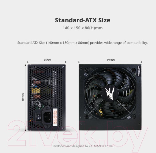 Изображение товара Блок питания для компьютера Zalman ZM800-TXII 800W
