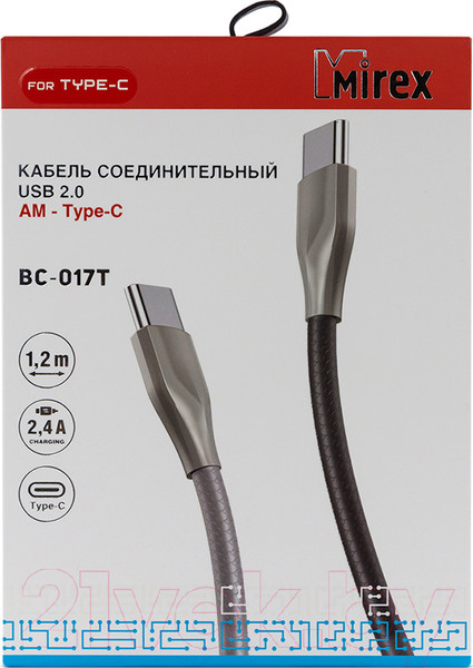 Изображение товара Кабель Mirex 13700-BC017TGR (1.2м)