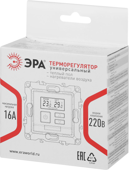 Изображение товара Терморегулятор для теплого пола ЭРА 14-4111-01 230В-Imax16А / Б0034375