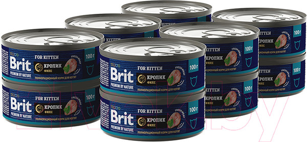 Изображение товара Влажный корм для кошек Brit Premium By Nature для котят с мясом кролика / 5051205 (100г)