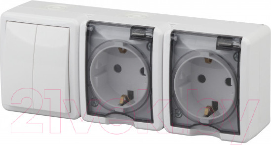 Изображение товара Блок выключатель+розетка ЭРА Эксперт 11-7404-01 / Б0027675 (белый)