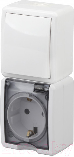 Изображение товара Блок выключатель+розетка ЭРА Эксперт 11-7407-01 / Б0036004 (белый)