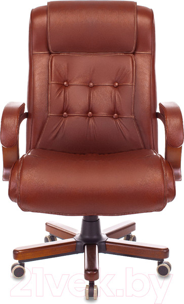 Изображение товара Кресло офисное Бюрократ T-9926 Walnut (светло-коричневый кожа/крестовина металл)