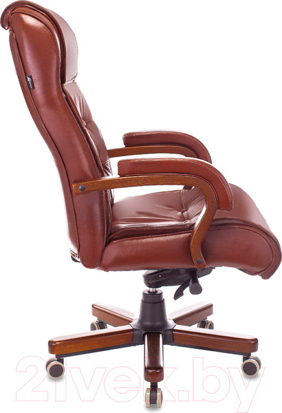 Изображение товара Кресло офисное Бюрократ T-9926 Walnut (светло-коричневый кожа/крестовина металл)