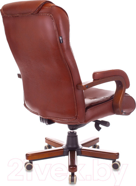 Изображение товара Кресло офисное Бюрократ T-9926 Walnut (светло-коричневый кожа/крестовина металл)