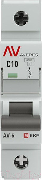 Изображение товара Выключатель автоматический EKF Averes AV-6 1P 10A (C) 6kA / mcb6-1-10C-av