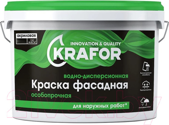 Изображение товара Краска Krafor Фасадная особопрочная ВД акриловая (1.5кг)