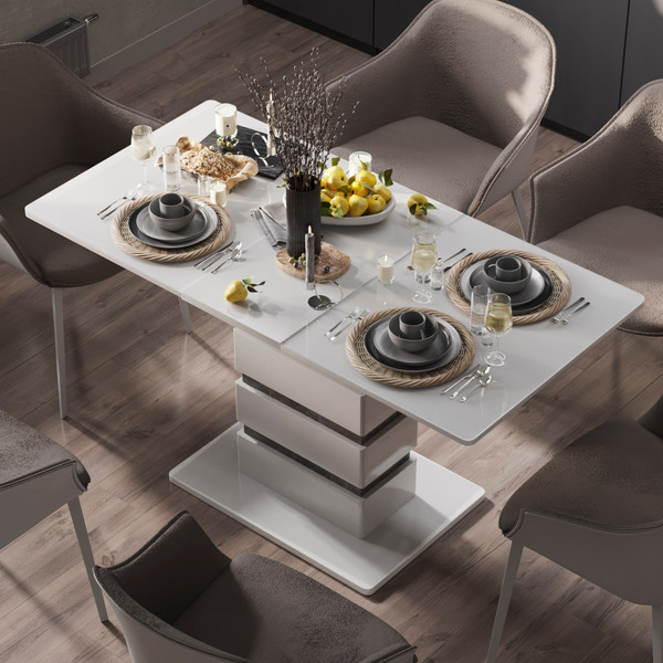 Изображение товара Обеденный стол ТриЯ Мадейра тип 1 (белый глянец/ателье темный)