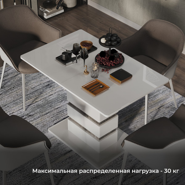 Изображение товара Обеденный стол ТриЯ Мадейра тип 1 (белый глянец/ателье темный)