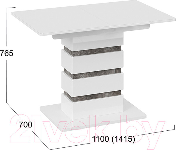 Изображение товара Обеденный стол ТриЯ Мадейра тип 1 (белый глянец/ателье темный)