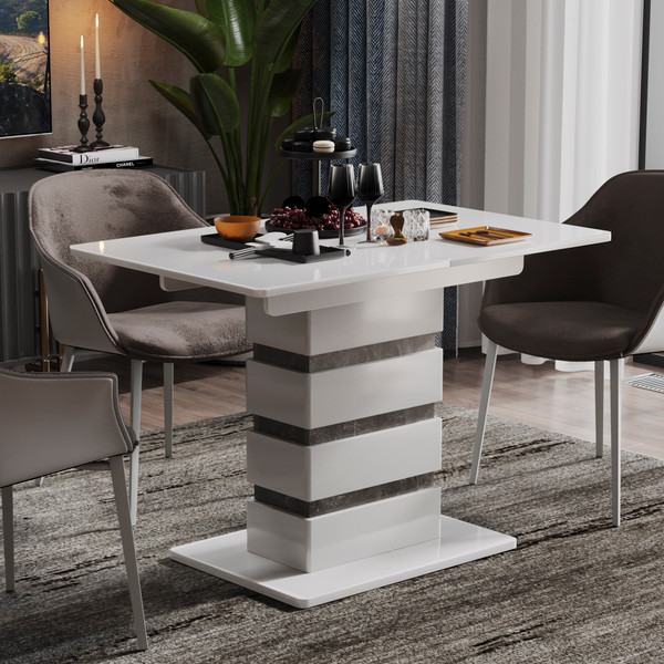 Изображение товара Обеденный стол ТриЯ Мадейра тип 1 (белый глянец/ателье темный)