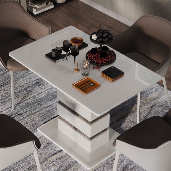 Изображение товара Обеденный стол ТриЯ Мадейра тип 1 (белый глянец/ателье темный)