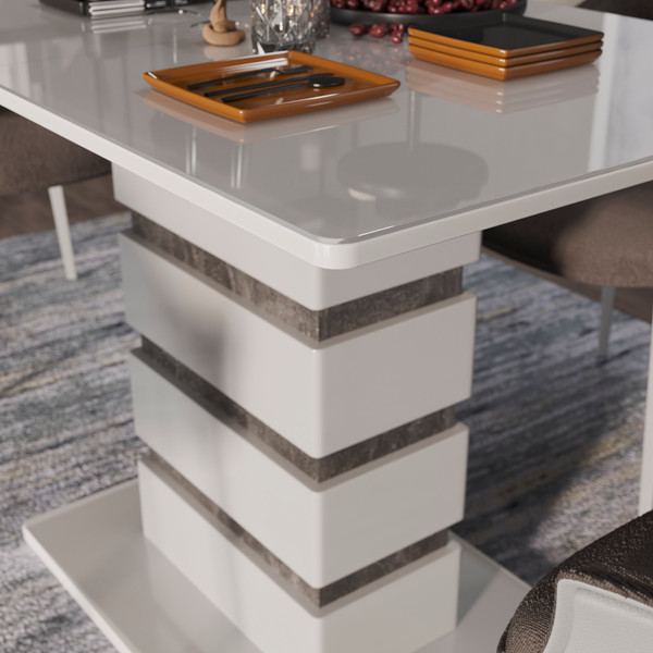 Изображение товара Обеденный стол ТриЯ Мадейра тип 1 (белый глянец/ателье темный)