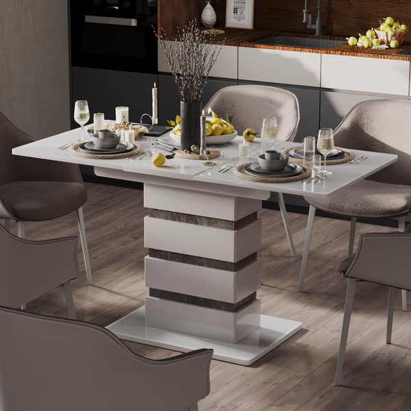 Изображение товара Обеденный стол ТриЯ Мадейра тип 1 (белый глянец/ателье темный)