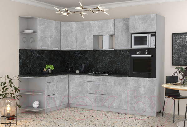 Изображение товара Кухонный гарнитур Интерлиния Мила Лайт 1.68x2.8 левая (бетон/бетон/кастилло темный)