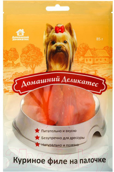 Изображение товара Лакомство для собак Домашний деликатес Куриное филе на палочке (85г)