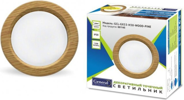 Изображение товара Точечный светильник General Lighting GCL-GX53-H38-WOOD-PINE / 661145 (сосна)