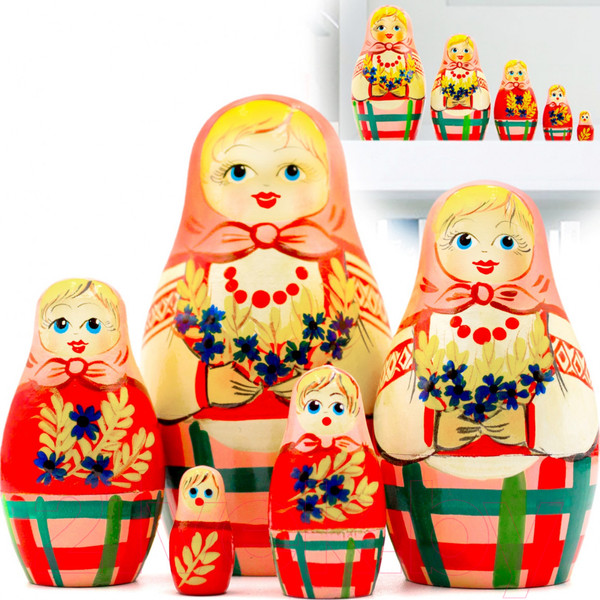 Изображение товара Матрешка сувенирная Брестская Фабрика Сувениров С колосками и васильками 5052