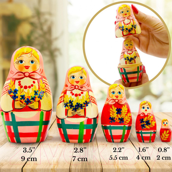 Изображение товара Матрешка сувенирная Брестская Фабрика Сувениров С колосками и васильками 5052