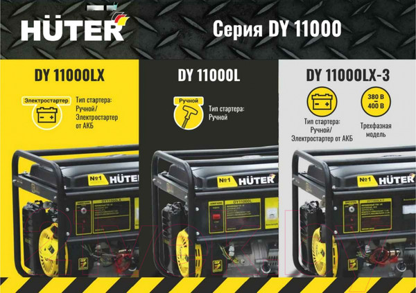 Изображение товара Бензиновый генератор Huter DY11000L (64/1/71)
