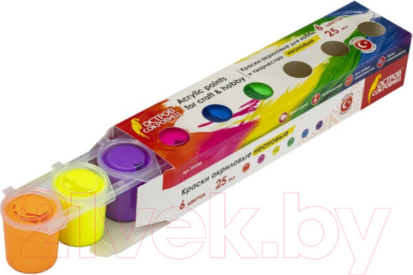 Изображение товара Акриловые краски Остров Сокровищ Неон / 191692 (6цв)