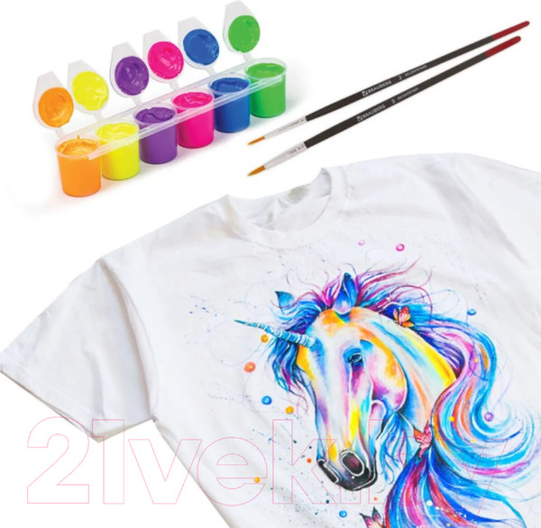 Изображение товара Акриловые краски Остров Сокровищ Неон для ткани / 191697 (6цв)