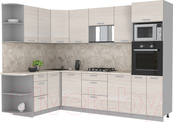 Изображение товара Кухонный гарнитур Интерлиния Мила Лайт 1.68x2.8 левая (вудлайн кремовый/вудлайн кремовый/опал светлый)