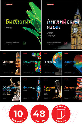 Изображение товара Набор тетрадей Brauberg Предметные Black&Bright / 403560 (10шт)