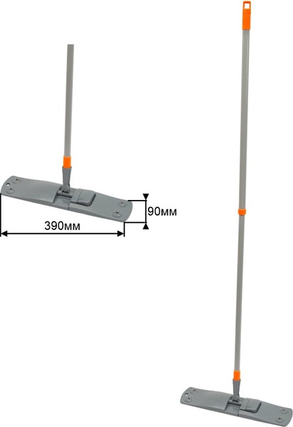 Изображение товара Швабра-моп OfficeClean Professional телескоп. ручка 120см пласт флаун 40см (моп микрофибра карманы)