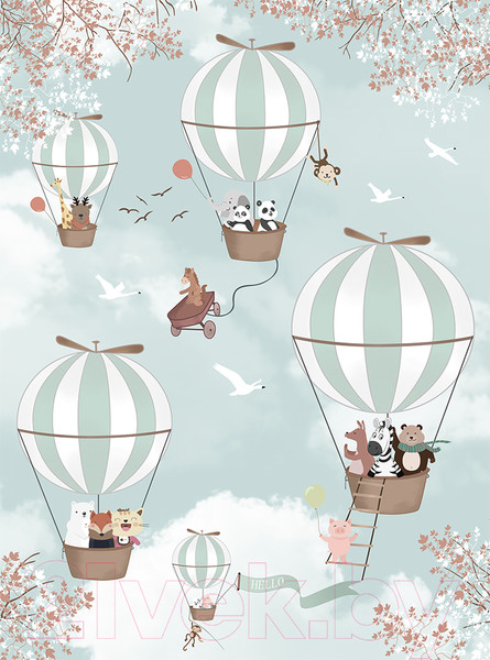 Изображение товара Фотообои листовые Vimala Зверята на шарах (270x200)
