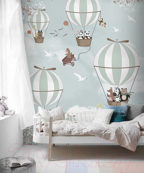 Изображение товара Фотообои листовые Vimala Зверята на шарах (270x200)