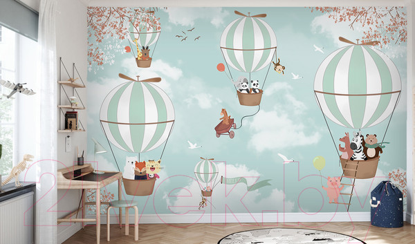 Изображение товара Фотообои листовые Vimala Зверята на шарах (270x400)