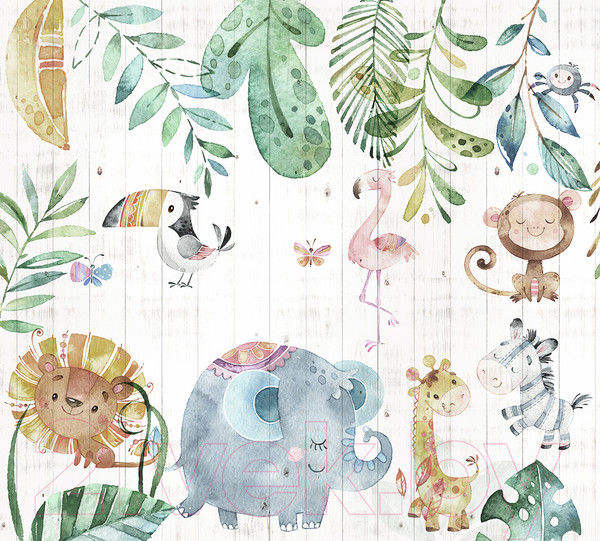 Изображение товара Фотообои листовые Vimala Акварельные зверята (270x300)