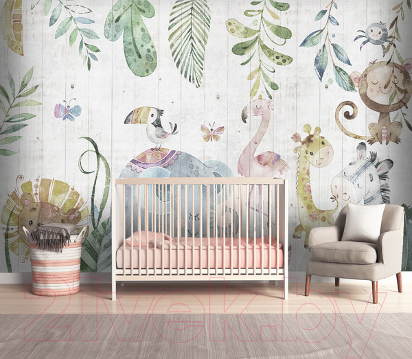 Изображение товара Фотообои листовые Vimala Акварельные зверята (270x300)