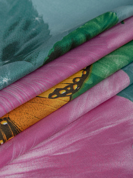 Изображение товара Комплект постельного белья Amore Mio Мако-сатин Bell Микрофибра Евро / 92990 (зеленый/розовый)