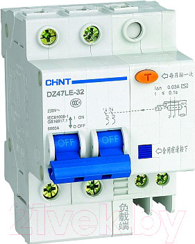 Изображение товара Дифференциальный автомат Chint DZ47LE-32 2P 32A 30mA AC С 6kA