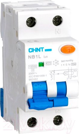 Изображение товара Дифференциальный автомат Chint NB1L 1P+N C16 30mA AC 10kA (36мм) (R)