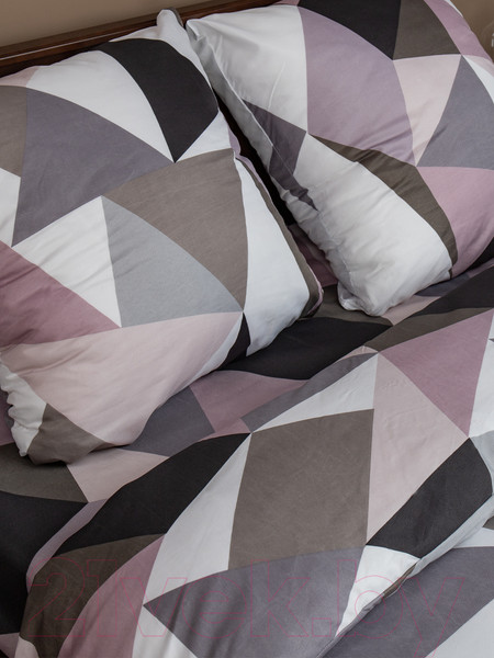 Изображение товара Комплект постельного белья Amore Mio Мако-сатин Crystal Микрофибра Евро / 93788 (серый/белый/черный)