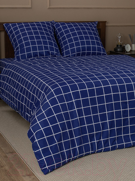 Изображение товара Комплект постельного белья Amore Mio Мако-сатин Indigo Микрофибра Евро / 92978 (синий)