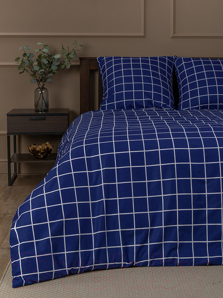 Изображение товара Комплект постельного белья Amore Mio Мако-сатин Indigo Микрофибра Евро / 92978 (синий)