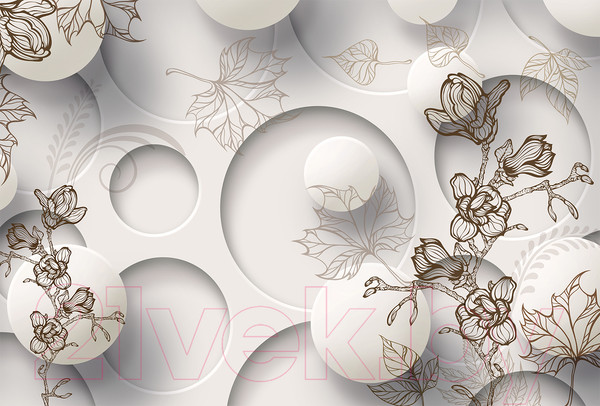 Изображение товара Фотообои листовые Vimala 3D круги с цветами (270x400)